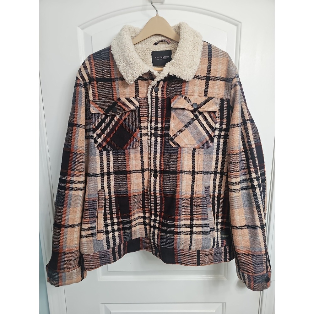 Scotch & Soda Fleece Trucker Jacket Size 2XL Sherpa Lined